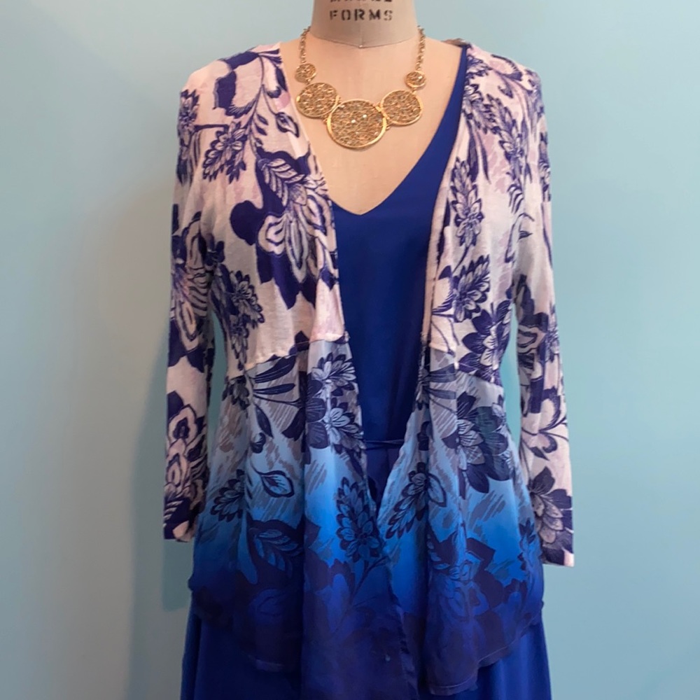 Beautiful floral knit & chiffon cardigan
